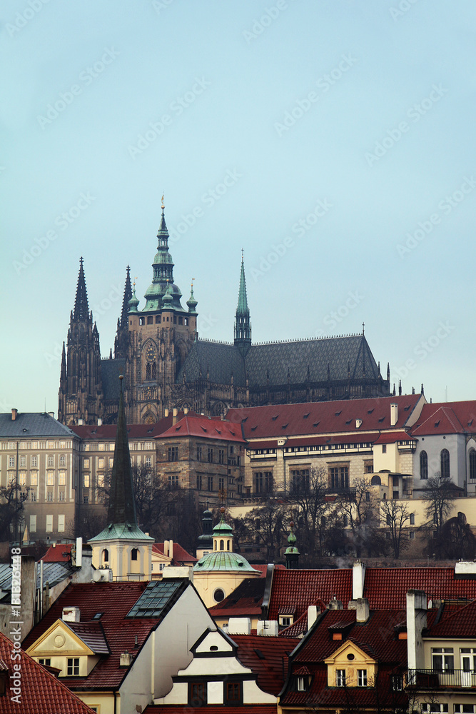 Czech Republic. Prague. Panorama of the city with views of the Cathedral of St. Vitus