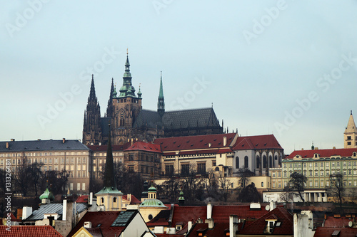 Czech Republic. Prague. Panorama of the city with views of the Cathedral of St. Vitus