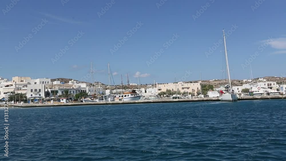 Smooth passage of the sailing vessel along the coast of Milos island, Aegean Sea. Smooth passage of the sailing vessel along the coast of Milos island, Aegean Sea.