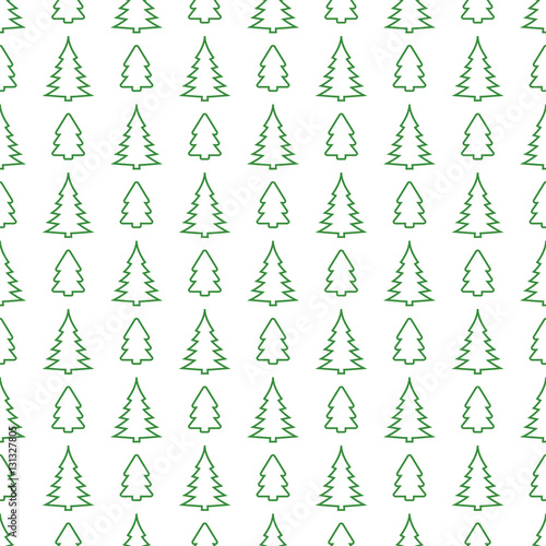 Holiday seamless pattern with christmas tree and snowflakes. Vec