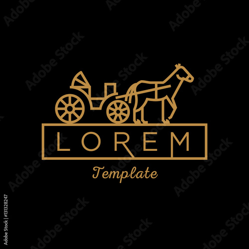 Horse Carriage Minimal Sign Vector Design