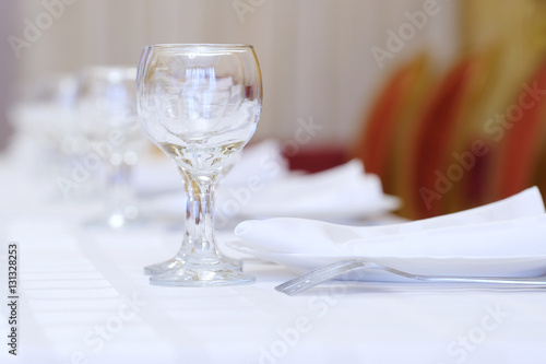 served table in a cafe close up