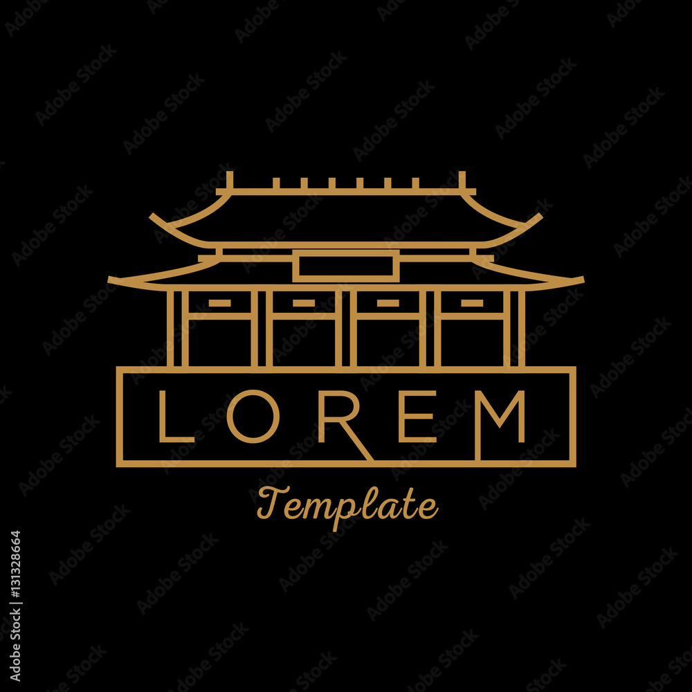 Fototapeta premium Asian Temple Minimal Sign Vector Design