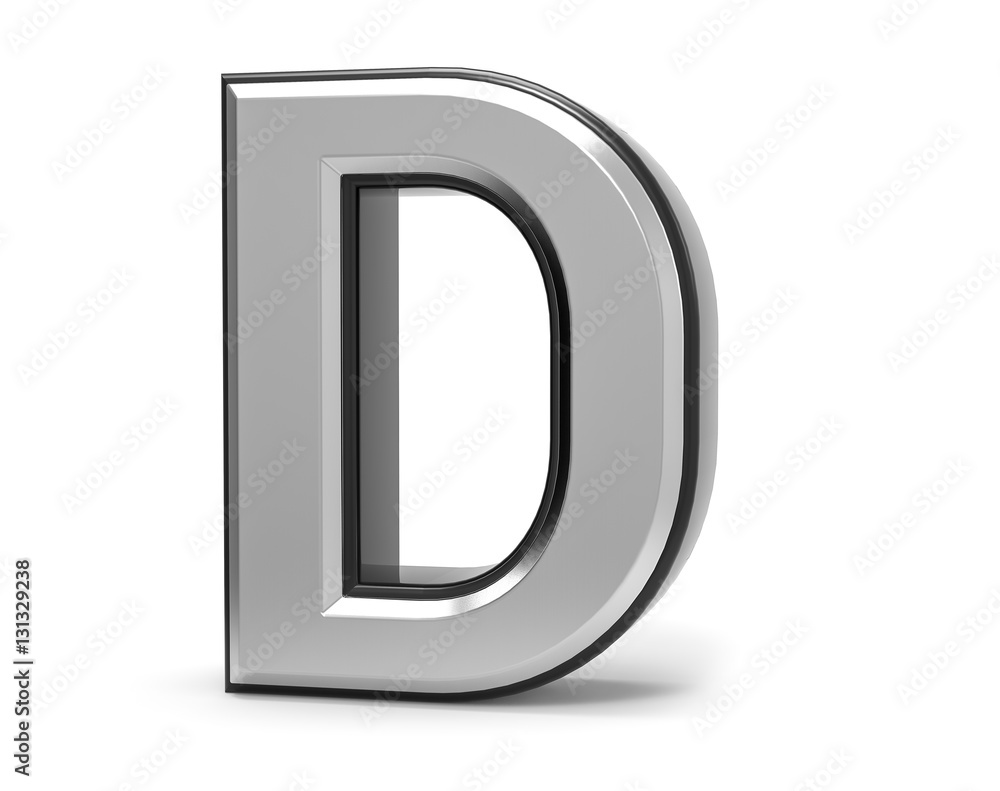 3D Isolated Metal Metallic D Letter Alphabet Logo Illustration. 3D Isolated Metal Metallic D Letter Alphabet Logo Illustration.