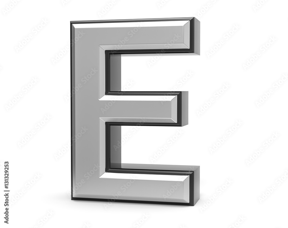 3D Isolated Metal Metallic E Letter Alphabet Logo Illustration. 3D Isolated Metal Metallic E Letter Alphabet Logo Illustration.