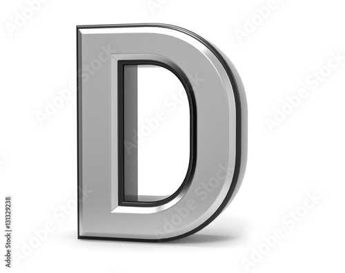 3D Isolated Metal Metallic D Letter Alphabet Logo Illustration.