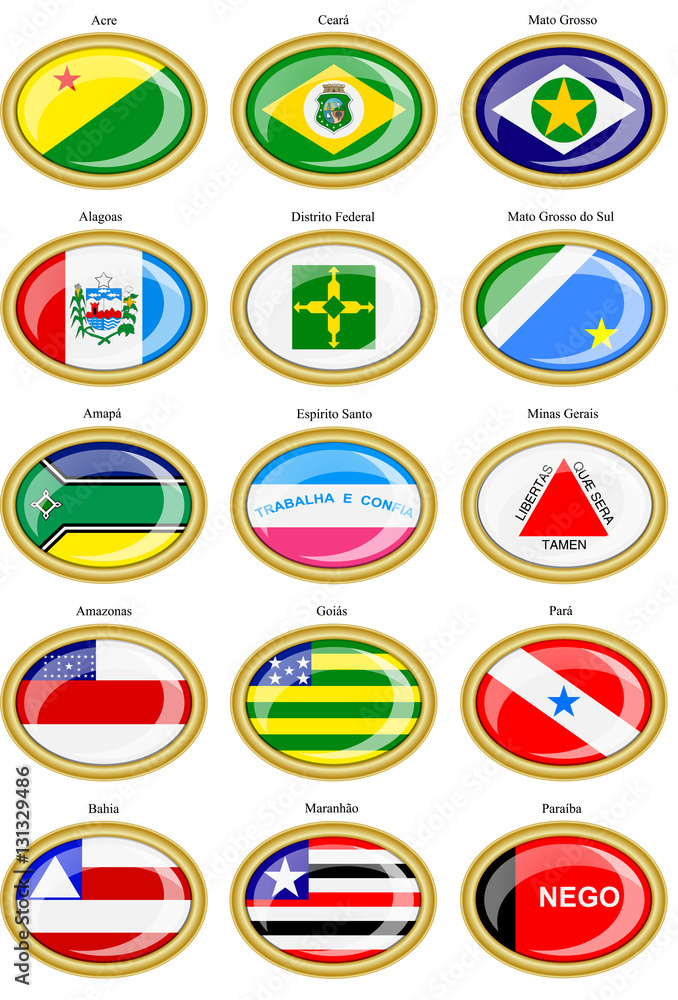 Set of icons. Flags of the Brazilian states.   