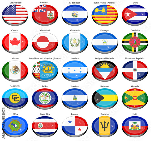 Set of icons. North and Central America's flags.    photo