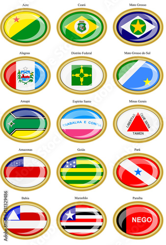 Set of icons. Flags of the Brazilian states. 