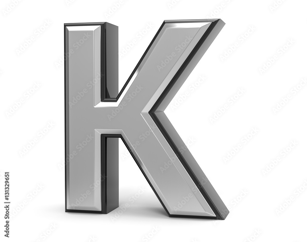 3D Isolated Metal Metallic K Letter Alphabet Logo Illustration. 3D Isolated Metal Metallic K Letter Alphabet Logo Illustration.