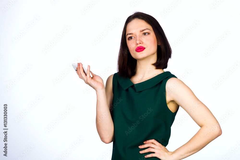 Girl with a mobile cell phone Girl with a mobile cell phone