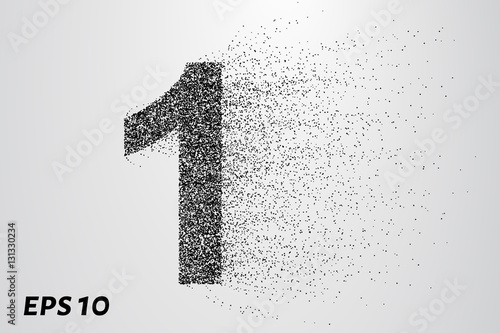 Letter 1 from the particles. The letter 1 consists of circles and points. Vector illustration