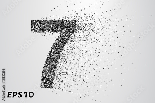 Letter 7 from the particles. The letter 1 consists of circles and points. Vector illustration