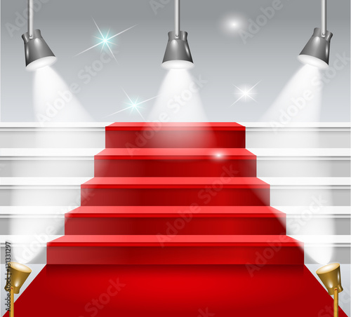 staircase with red carpet