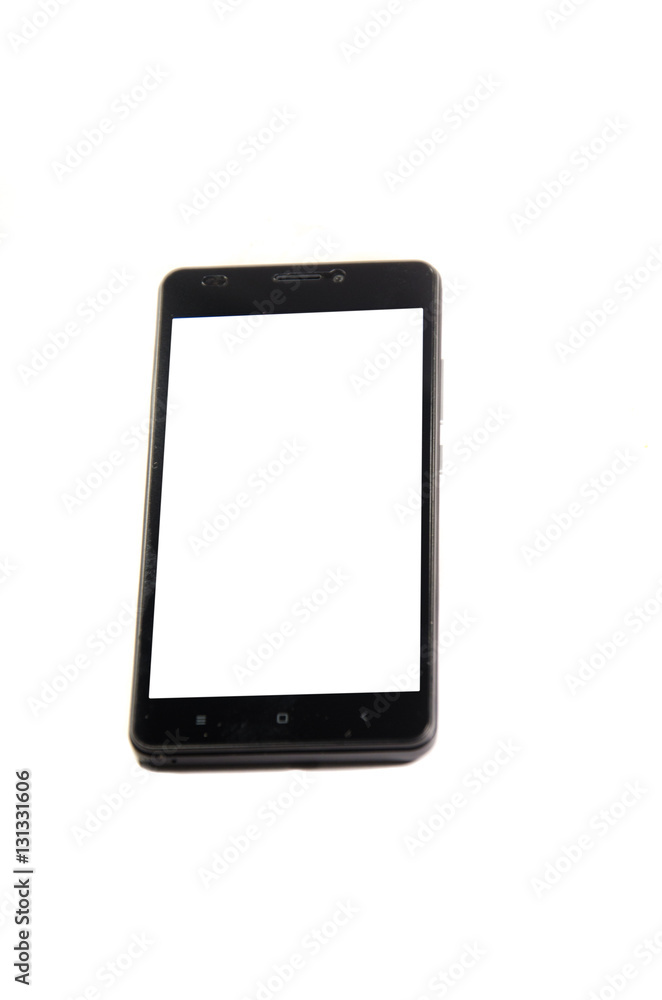 Modern smartphone with blank screen isolated on white background Modern smartphone with blank screen isolated on white background