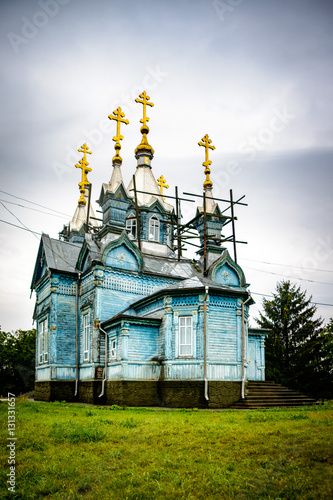 The unique old wooden church in the village Larga. Moldova. Biserica de lemn photo