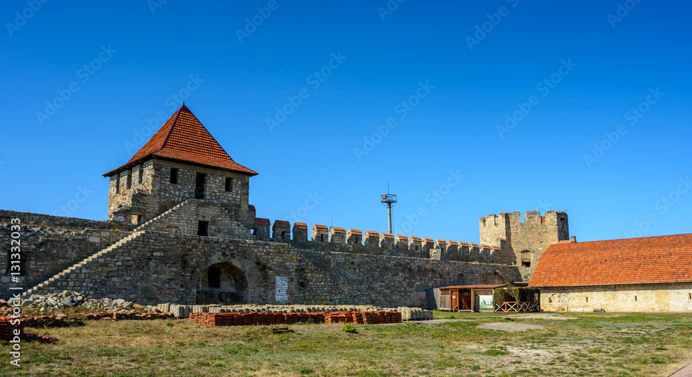Old fortress on the river Dniester in town Bender, Transnistria. City within the borders of Moldova under of the control unrecognized Transnistria Republic.