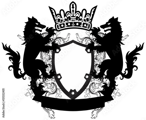 heraldic wolf coat of arms crest tattoo in vector format