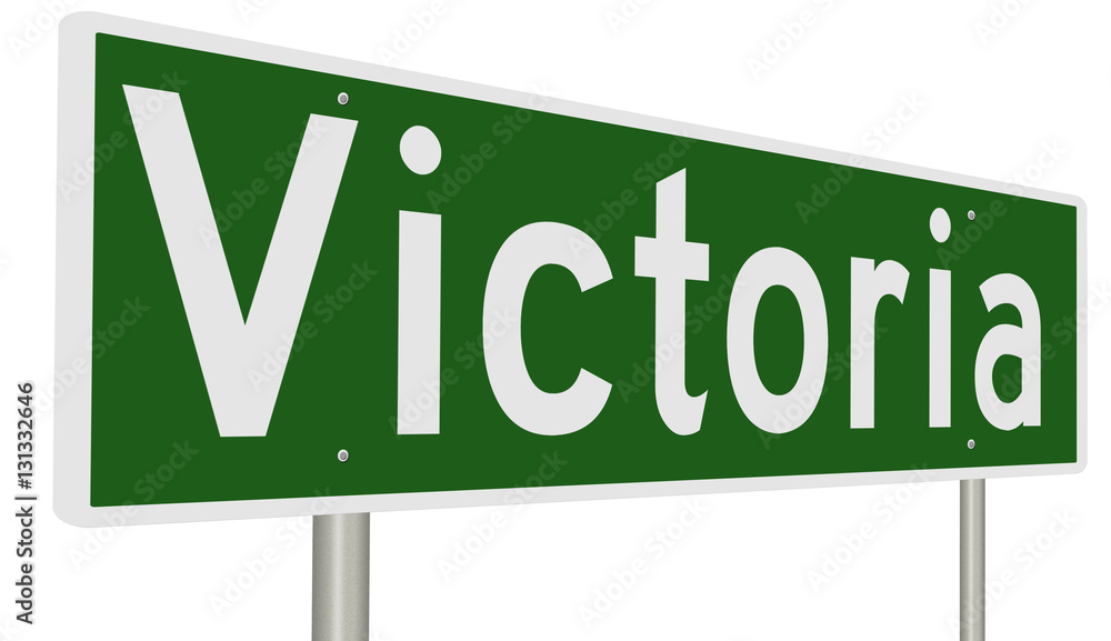 A 3d rendering of a green highway sign for Victoria A 3d rendering of a green highway sign for Victoria