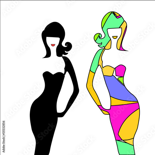 silhouette girl model sheath dress at party