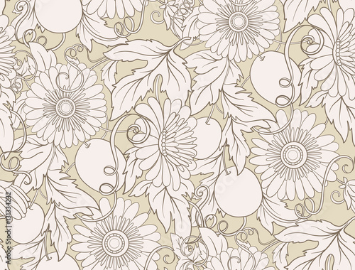 Passionflower floral seamless pattern. Pasiiflora Flower backgro
