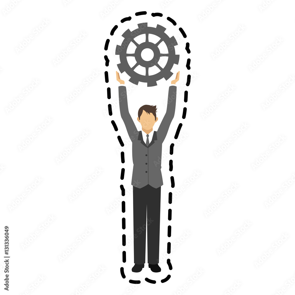 Businessman and gear icon. Management corporate job and leader theme. Isolated design. Vector illustration