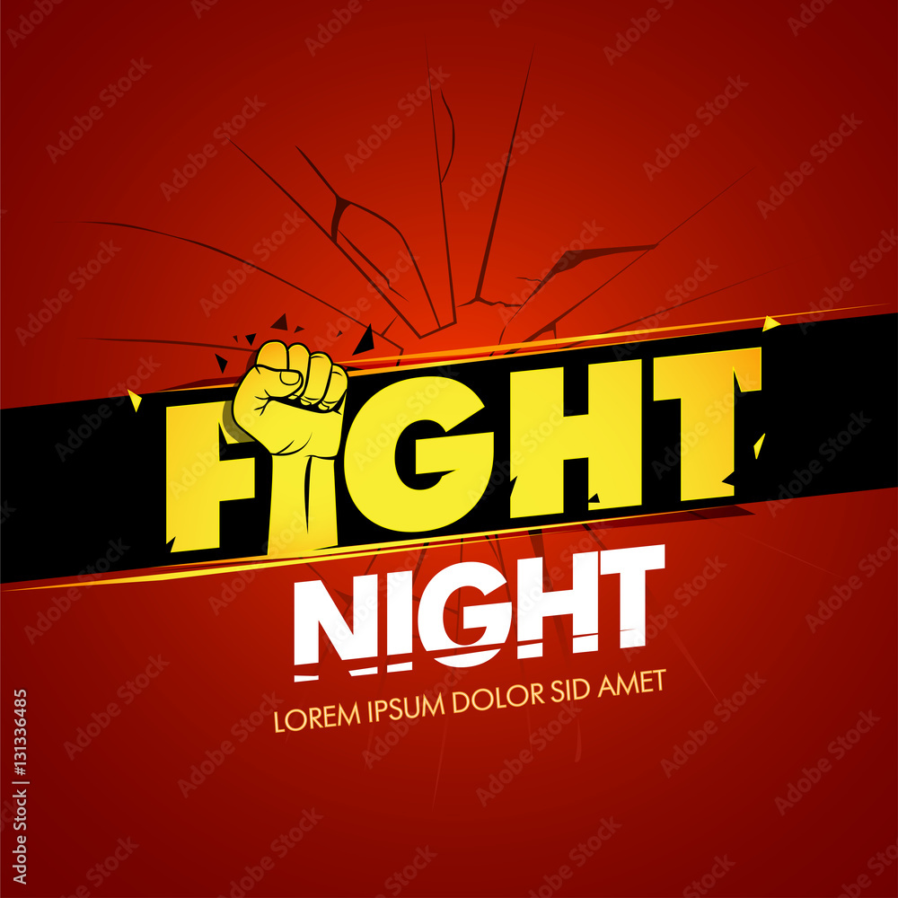 Fight nigh red version advertisement sport template. Modern professional  fighting poster template logo design with fist. Isolated fight logotype  vector illustration. Stock-Vektorgrafik | Adobe Stock