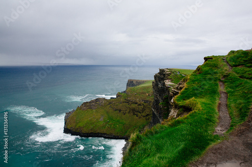 green grassy Cliffs at Cliffs of Mohr, Ireland