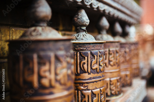 Prayer wheels at Buddhist temple