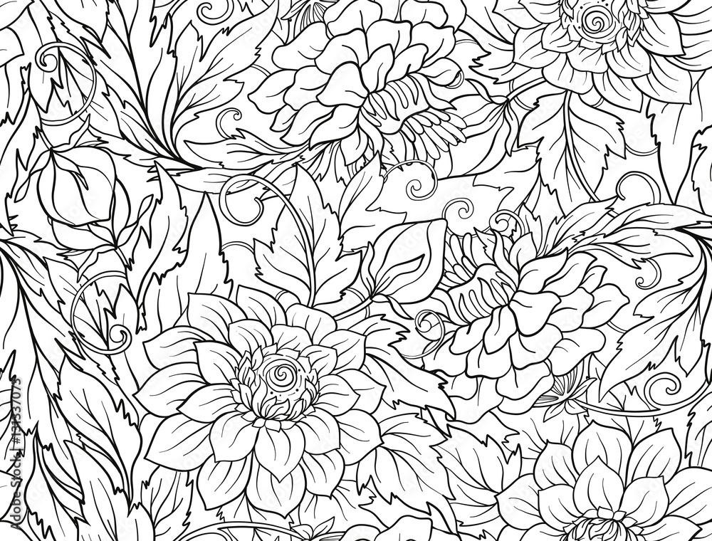 Floral seamless pattern. Flower background. Floral seamless text