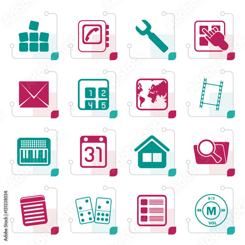 Stylized Mobile Phone and Computer icon - Vector Icon Set