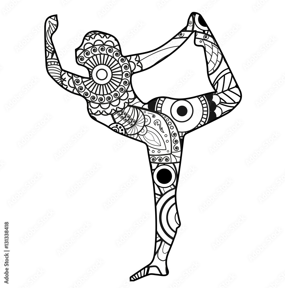 Vector illustration of black and white young dancer mandala for coloring  book, giovane ballerina mandala da colorare vettoriale Stock Vector | Adobe  Stock