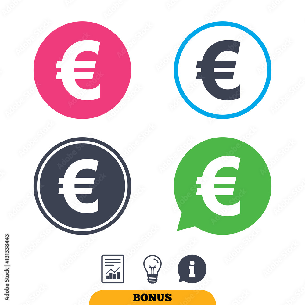 Euro sign icon. EUR currency symbol.