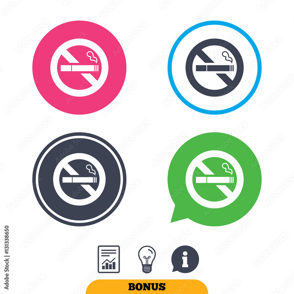 No Smoking sign icon. Cigarette symbol.