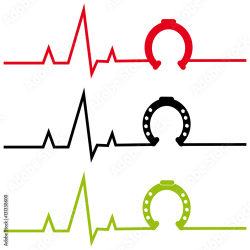 ECG with horse shoe on white background