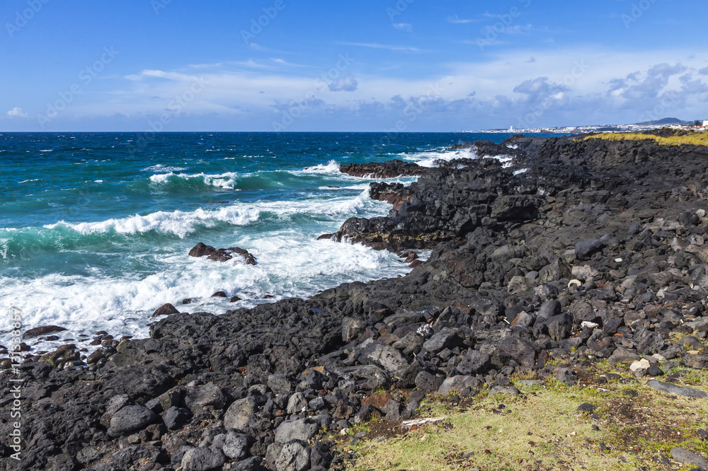 Atlantic Ocean coast on Sao Miguel island, Azores, Portugal Atlantic Ocean coast on Sao Miguel island, Azores, Portugal