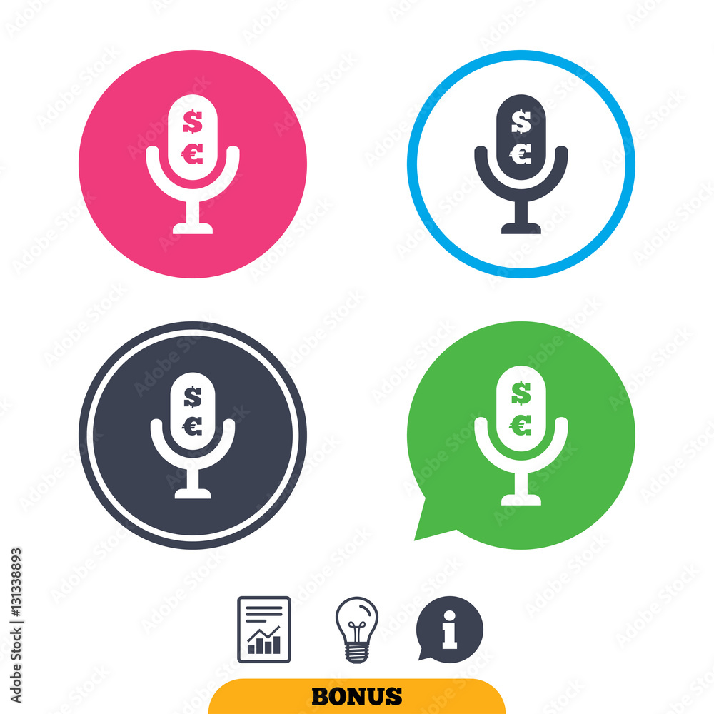 Microphone icon. Speaker symbol. Paid music sign. Microphone icon. Speaker symbol. Paid music sign.
