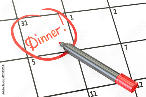 Dinner date on calendar concept, 3D rendering © alexlmx