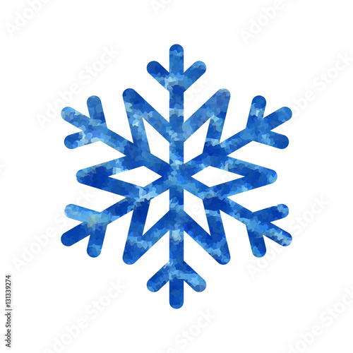 Snowflake mosaic icon. Blue silhouette snow flake sign isolated white background. Flat design. Symbol winter, frozen, Christmas, New Year holiday. Graphic element decoration. Vector illustration