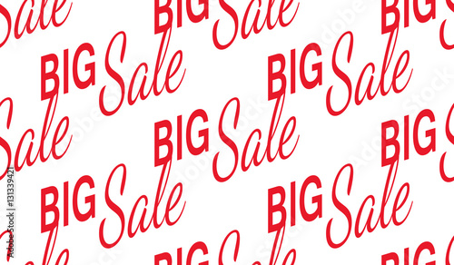 seamless background big sale. Red text on a white  background. Vector illustration. For window dressing, advertising brochures, packaging and other promotional items