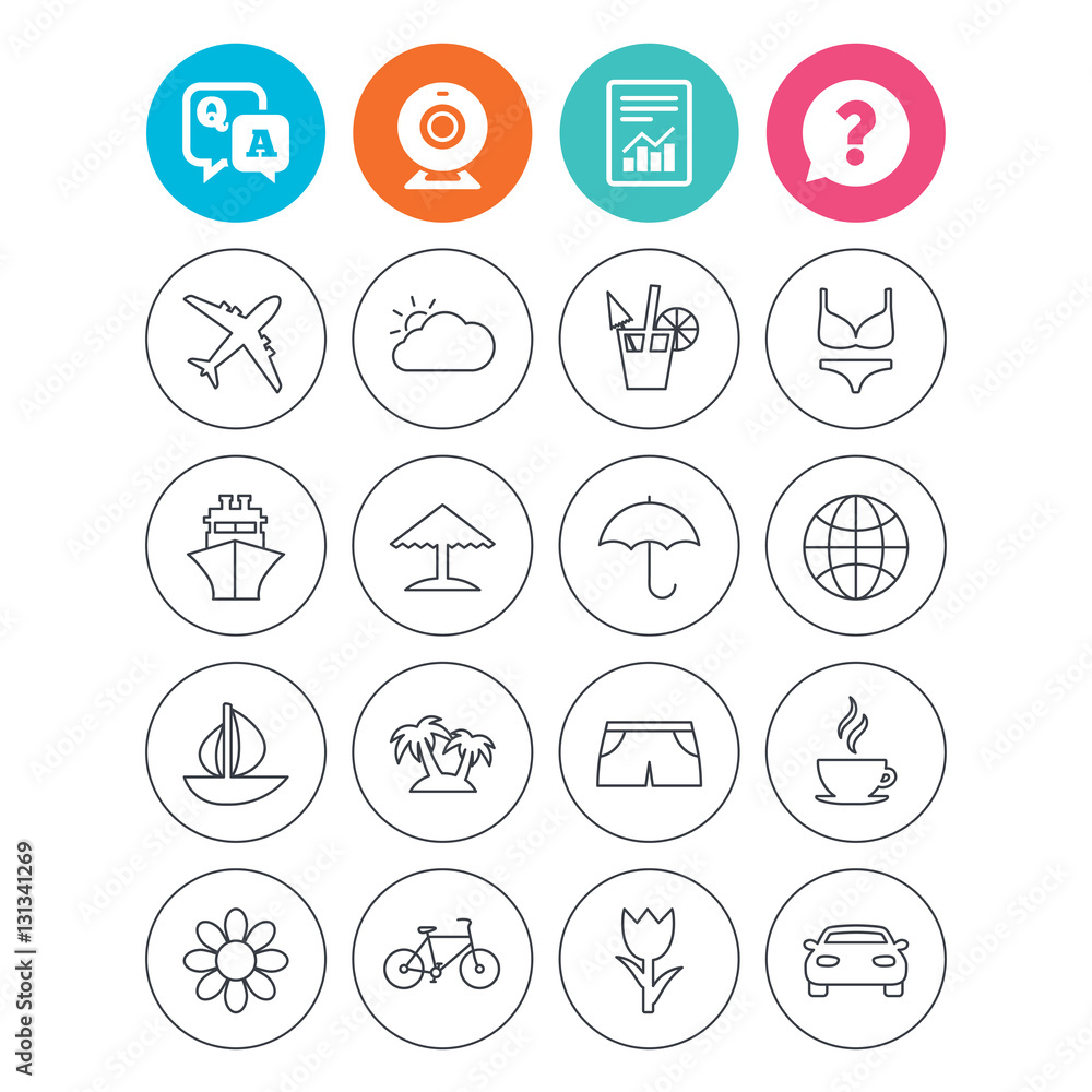 Travel icons. Ship, plane and car transport. Travel icons. Ship, plane and car transport.