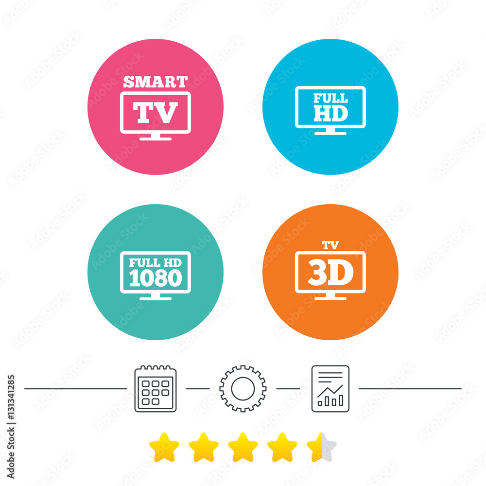 Smart TV mode icon. 3D Television symbol. Smart TV mode icon. 3D Television symbol.