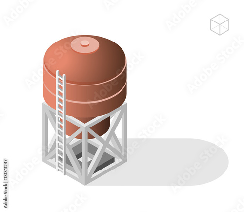 Isometric High Quality City Element with 45 Degrees Shadows on White Background. Silo.