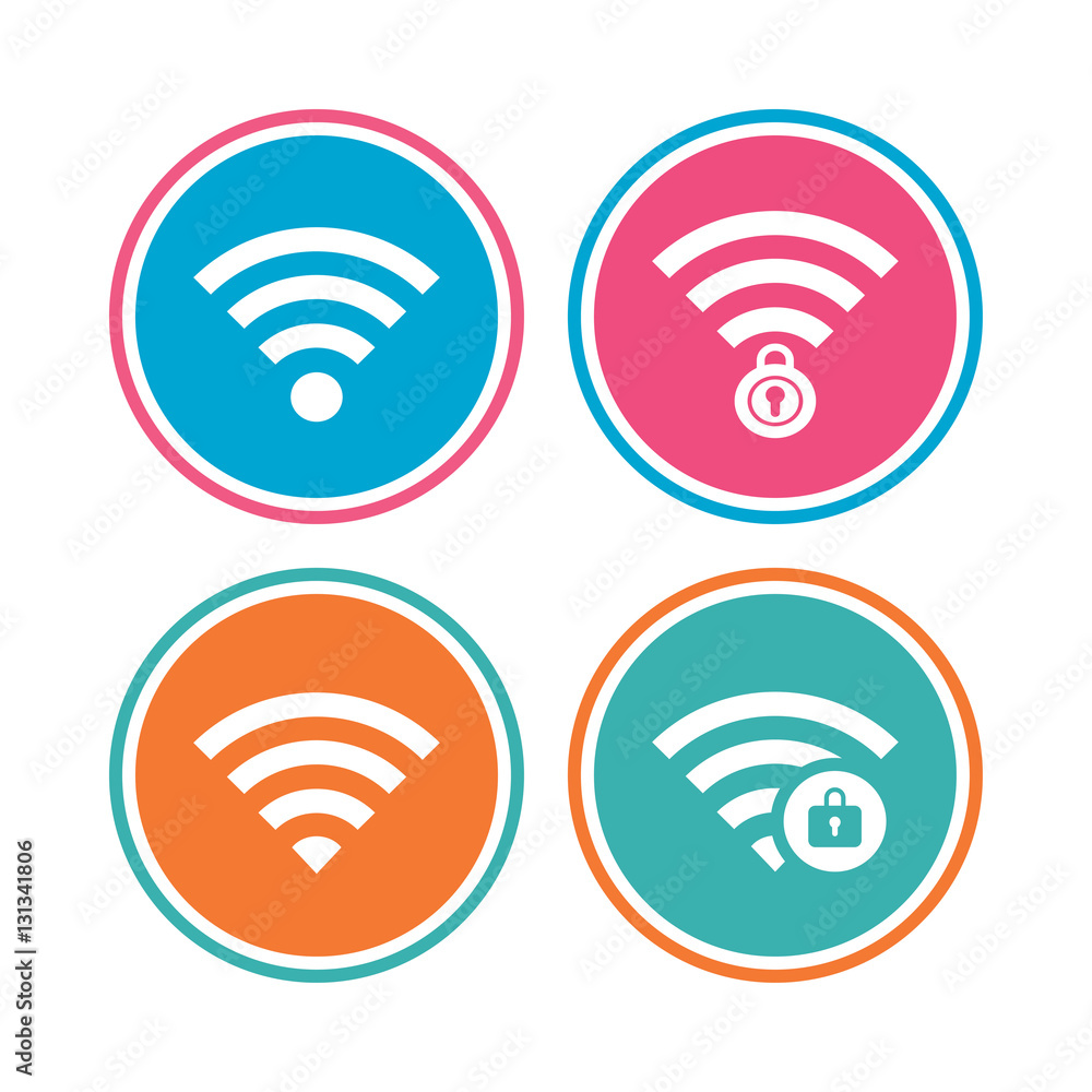 Wifi Wireless Network icons. Wi-fi zone locked. Wifi Wireless Network icons. Wi-fi zone locked.