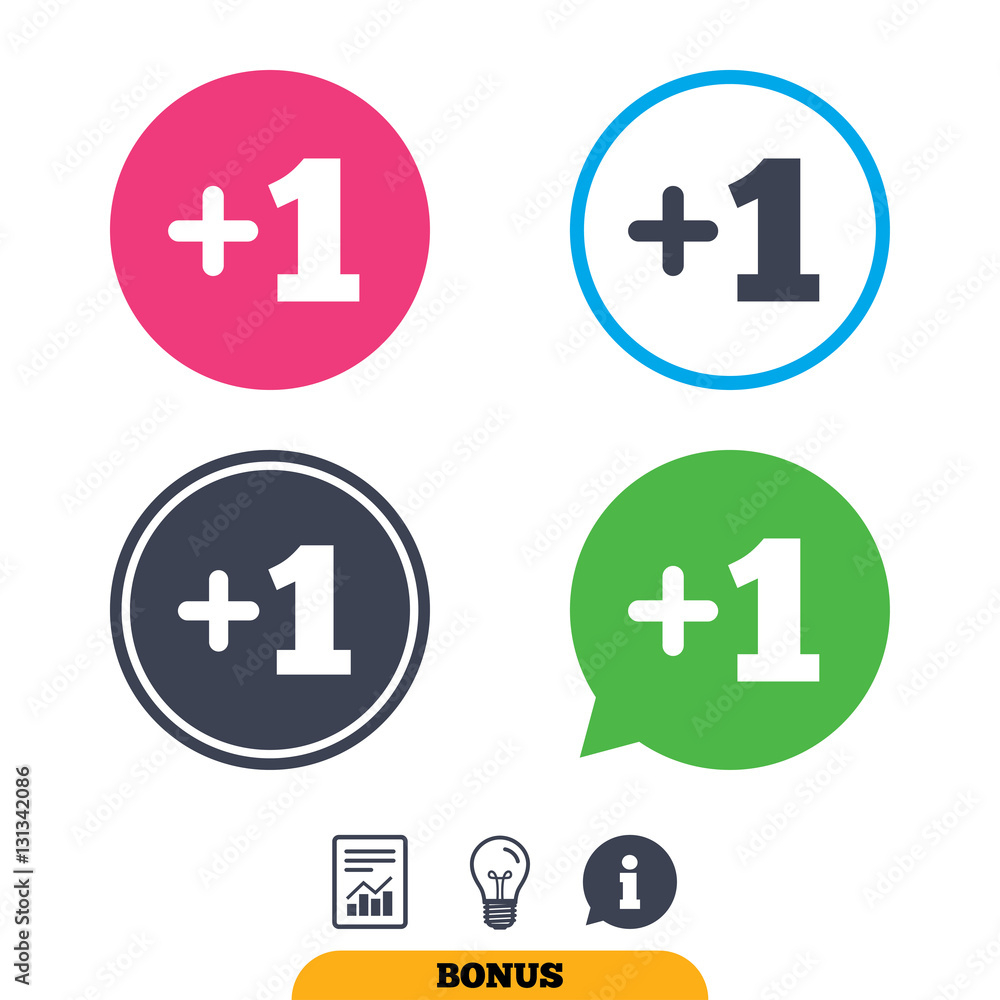 Plus one sign. Add one symbol. Plus one sign. Add one symbol.