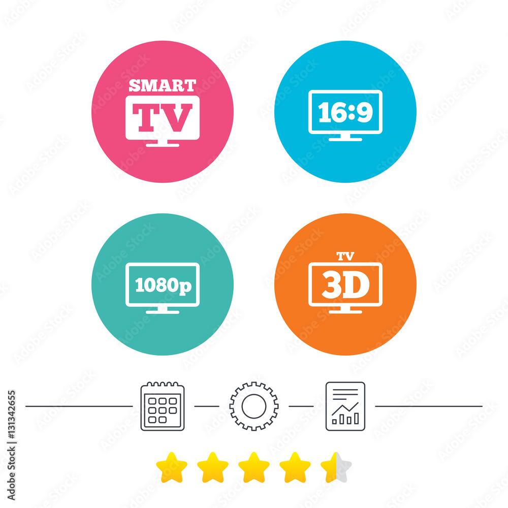 Smart TV mode icon. 3D Television symbol. Smart TV mode icon. 3D Television symbol.