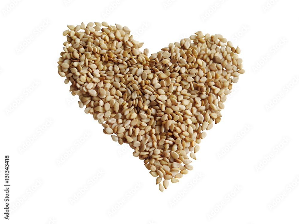 Sesame seeds in the form of heart Sesame seeds in the form of heart