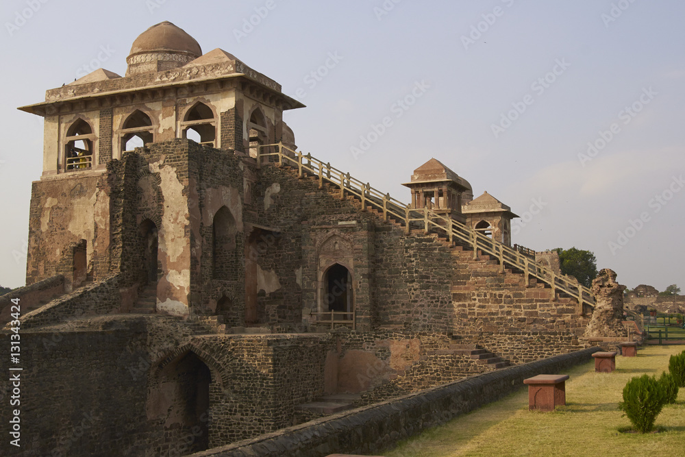 Ancient islamic royal palace of Jahaz Mahal. Mandu, Madhya Pradesh, India. 16th Century AD