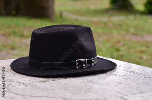 Black hat on the table.