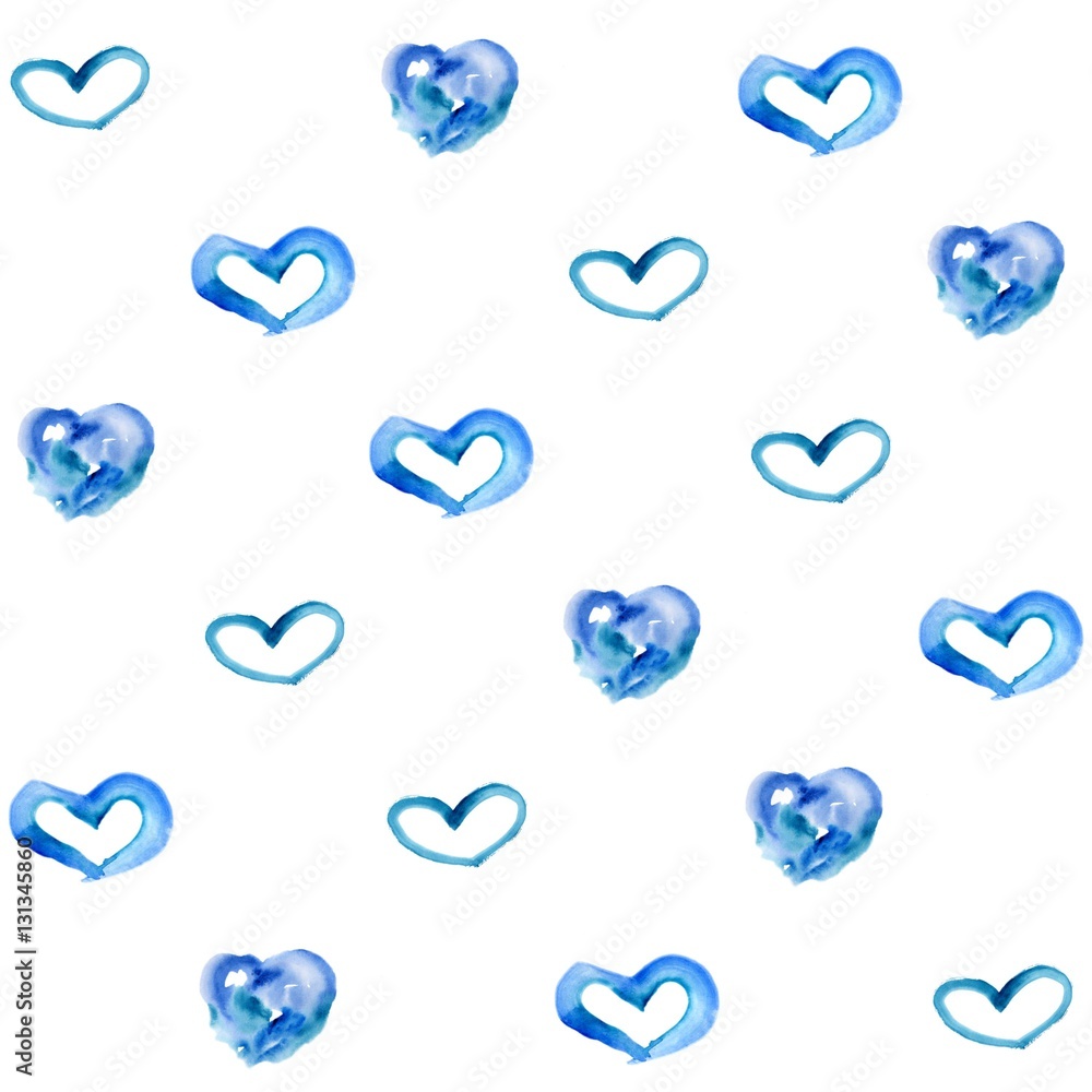 Seamless pattern hand drawn watercolor hearts. Seamless pattern hand drawn watercolor hearts.